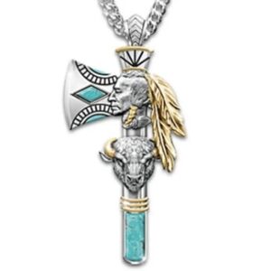 New 1pc Ax Necklaces Animal Gothic Indians Buffalo Pendant Necklace, T5B4A
